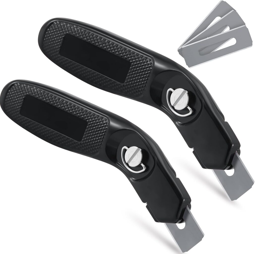 Lasnten 2 Pieces 6 Blades Utility Carpet Knife Cutting Heavy Duty Carpet Knife Cutter Tools with Blades Razor Blade Knives with Protective Cap for Box Cutter Roofing Purpose, Aluminum (Black)